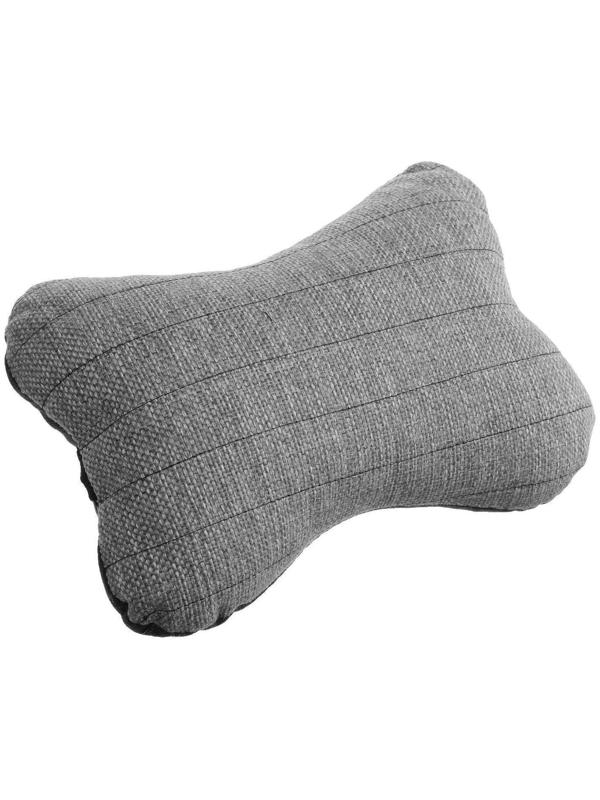 Подушка автомобильная косточка, на подголовник, лен, серый, 16х24 см