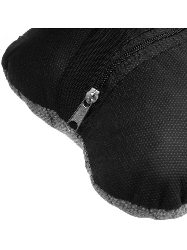 Подушка автомобильная косточка, на подголовник, лен, серый, 16х24 см