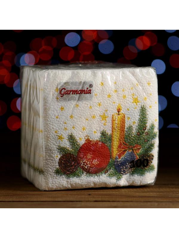 Новогодние салфетки бумажные Гармония цвета многоцветие 