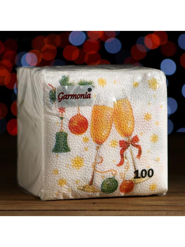 Новогодние салфетки бумажные Гармония цвета многоцветие 