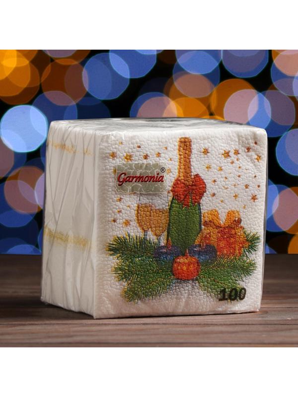 Новогодние салфетки бумажные Гармония цвета многоцветие 