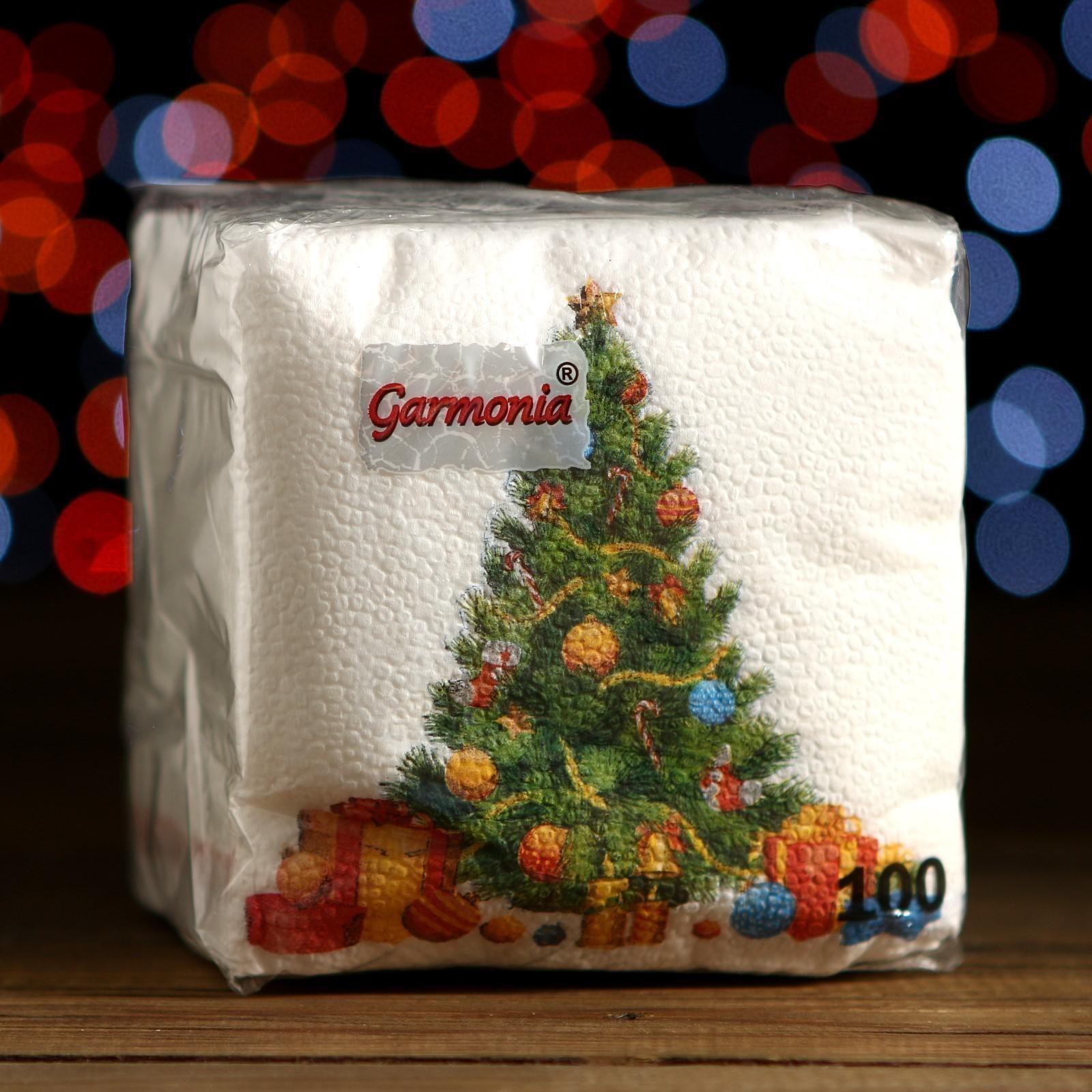 Новогодние салфетки бумажные Гармония цвета многоцветие 