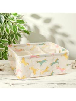 Органайзер для хранения с ручками «Единорожки», 9 ячеек, 28×28×12 см, цвет белый