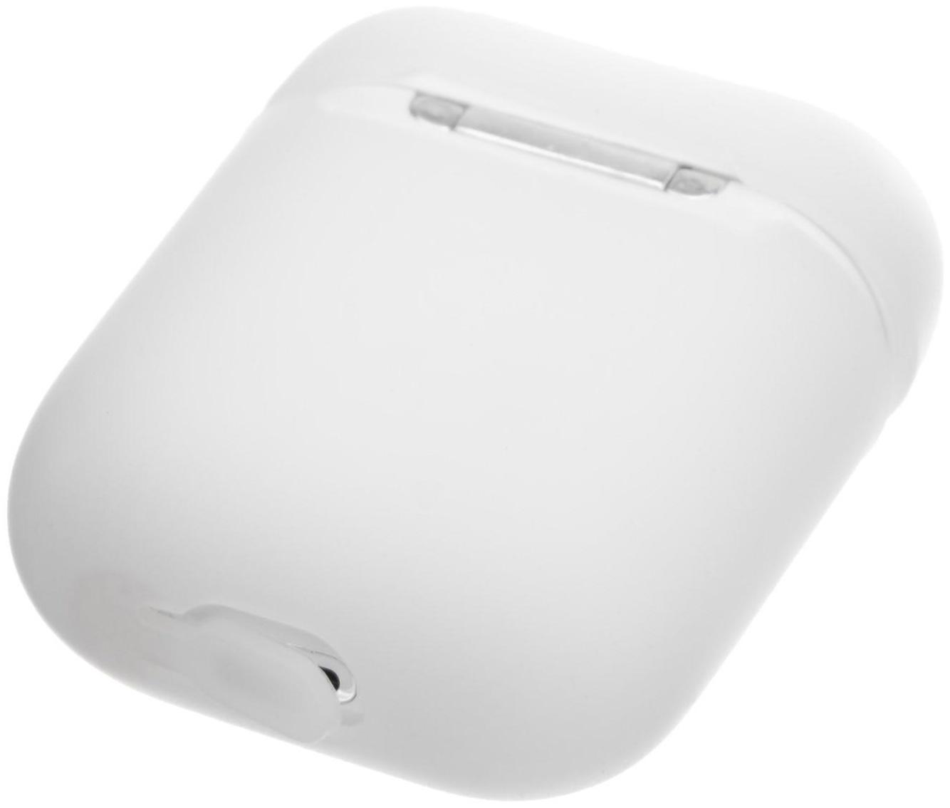 Чехол LuazON для футляра AirPods 1/2, мат. верха: силикон, 56х24х47 мм, люминесцентный белый