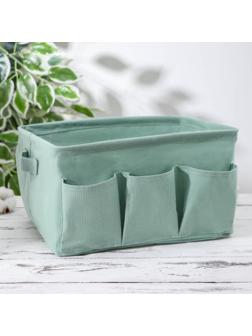 Корзинка для хранения «Тая», 3 кармана, 30×24×18 см, цвет бирюзовый