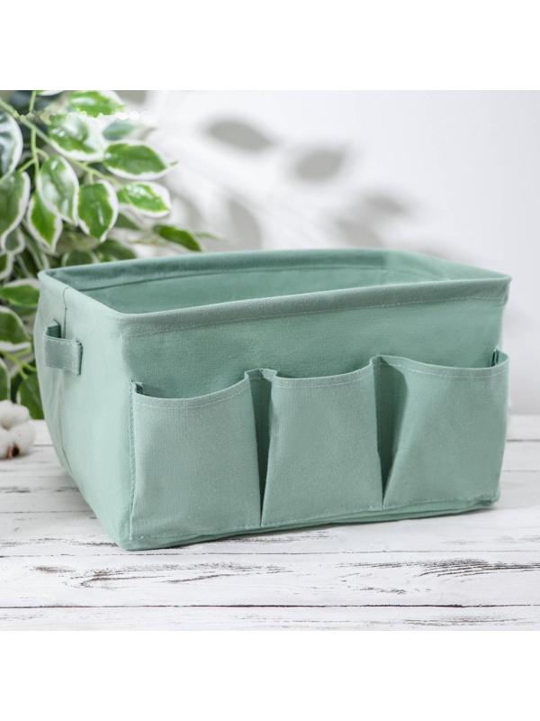 Корзинка для хранения «Тая», 3 кармана, 30×24×18 см, цвет бирюзовый