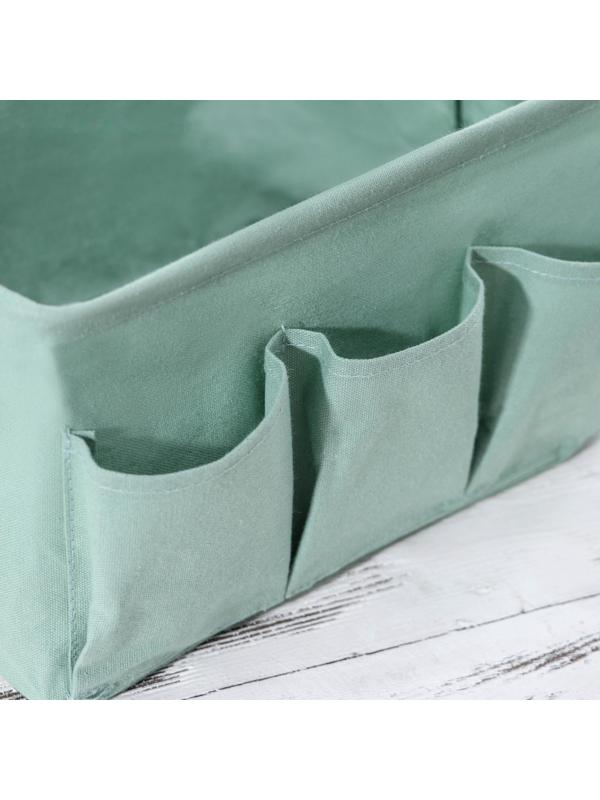 Корзинка для хранения «Тая», 3 кармана, 30×24×18 см, цвет бирюзовый