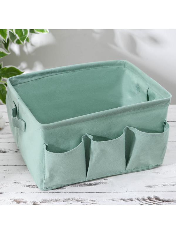 Корзинка для хранения «Тая», 3 кармана, 30×24×18 см, цвет бирюзовый
