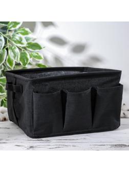 Корзинка для хранения «Тая», 3 кармана, 30×24×18 см, цвет чёрный