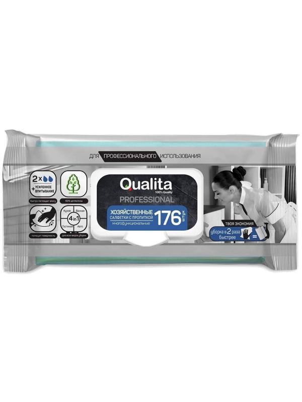 Влажные салфетки QUALITA, хозяйственные, с пропиткой, 176 шт.