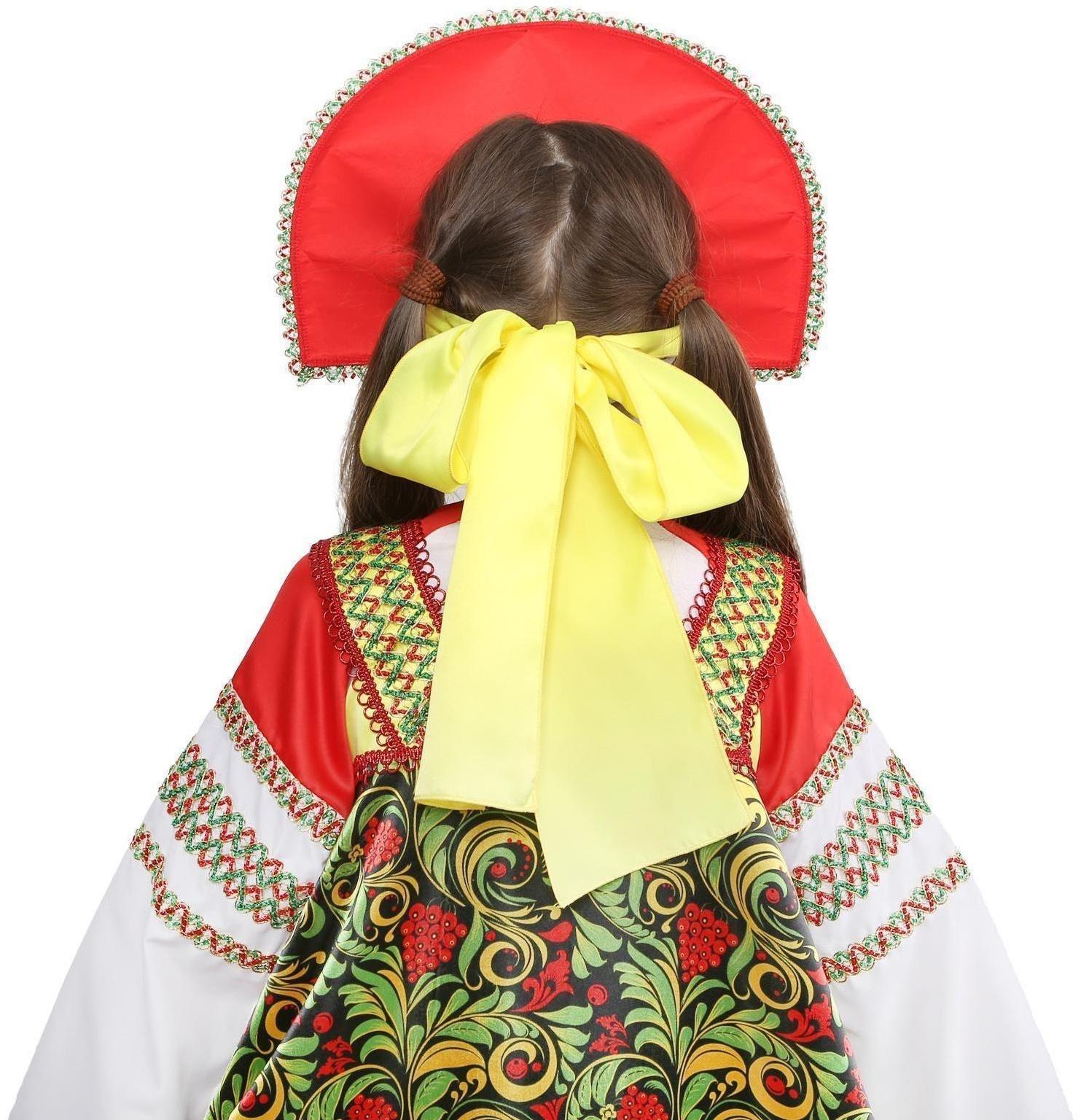 Русский народный костюм «Рябинушка», платье длинное, кокошник, бомбоны на шнурке, р. 30, рост 110-116 см