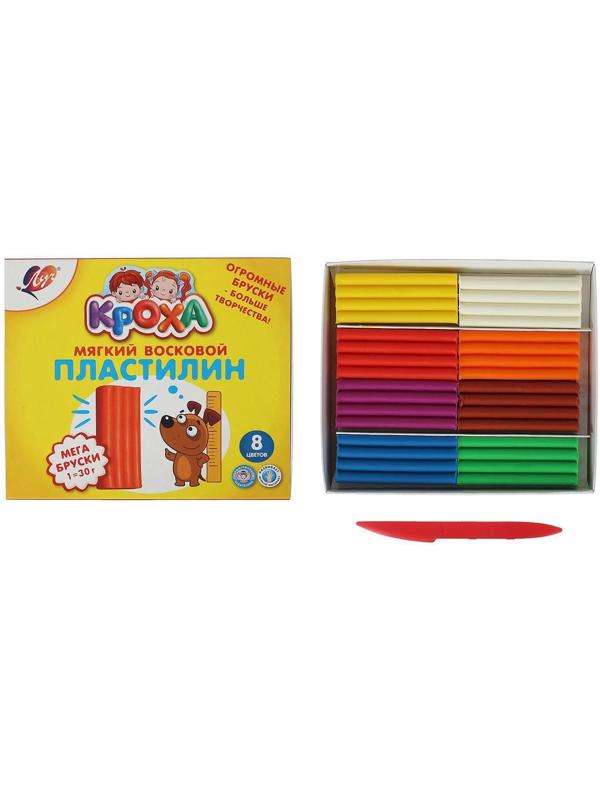 Пластилин мягкий восковой, 8 цветов 240 г 