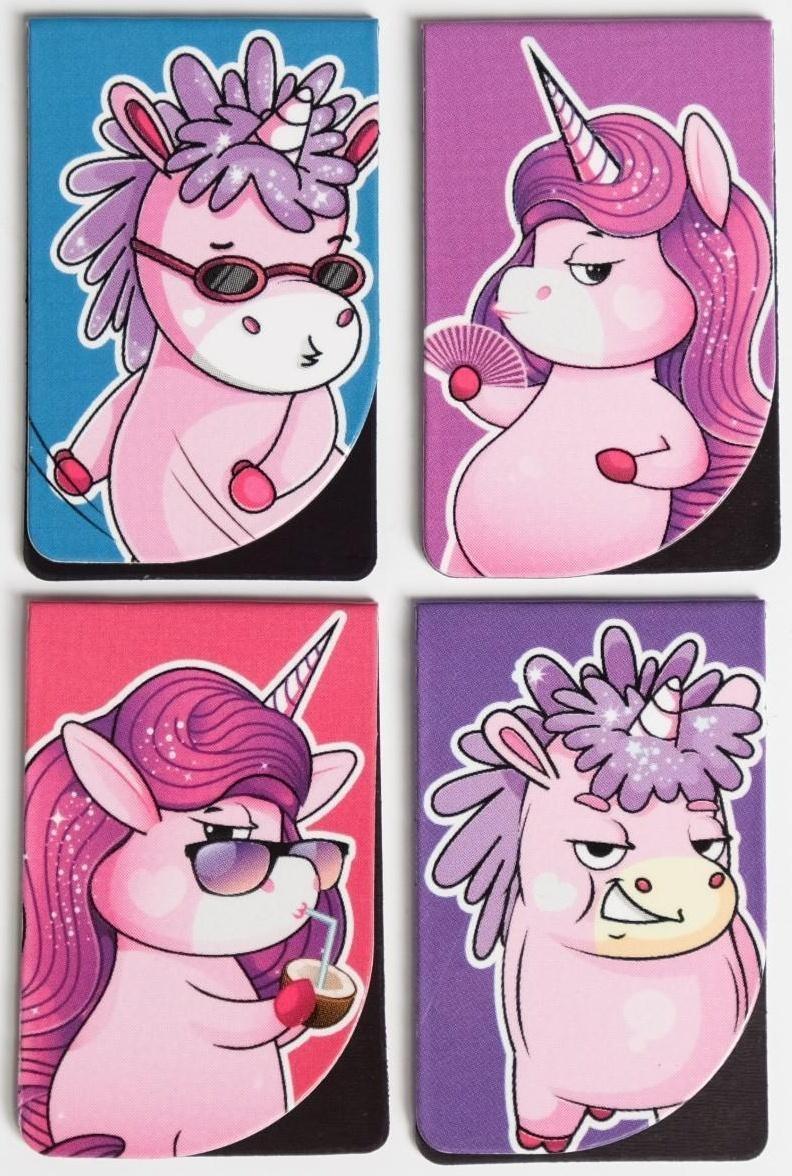 Магнитные закладки Unicorn time на открытке, 4 шт