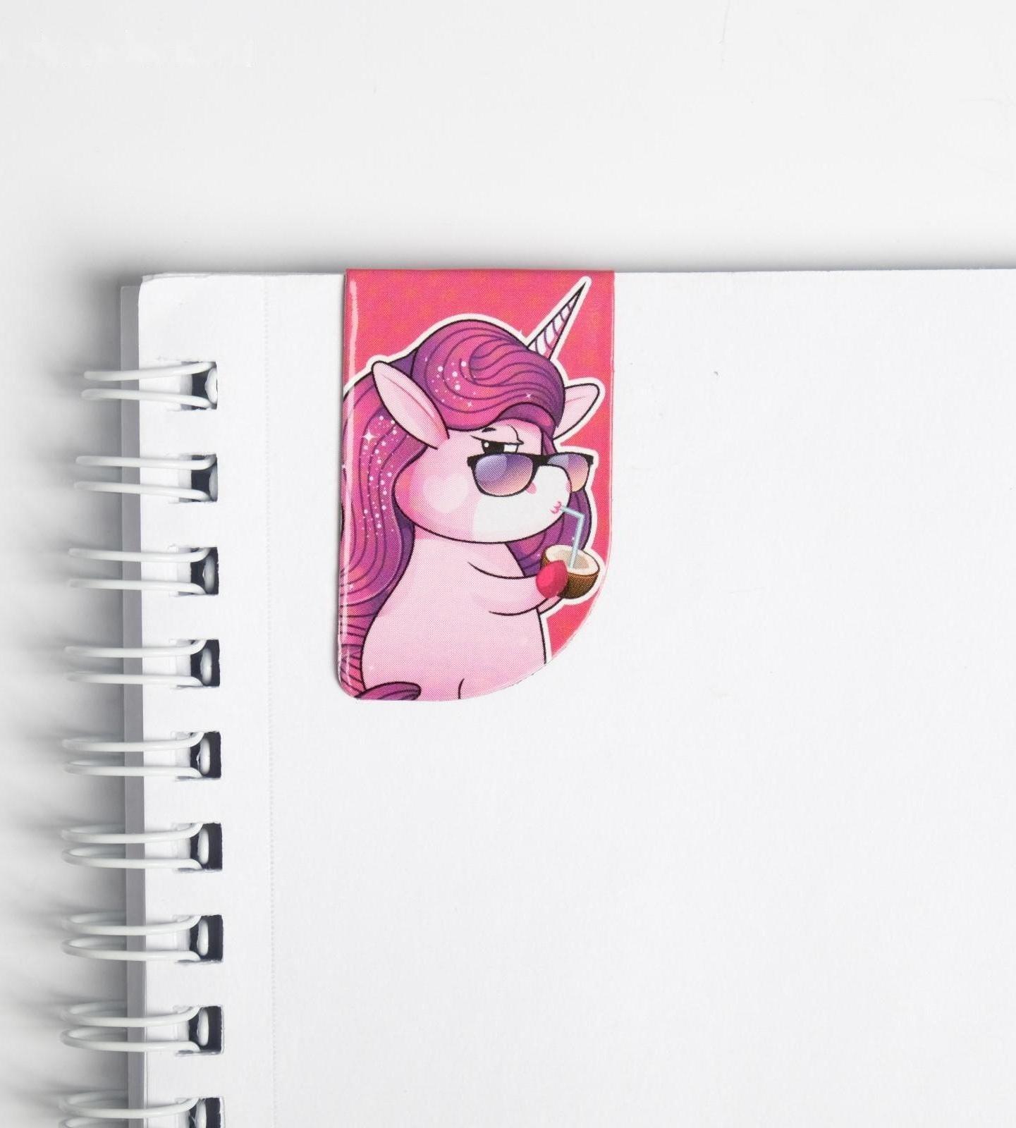 Магнитные закладки Unicorn time на открытке, 4 шт