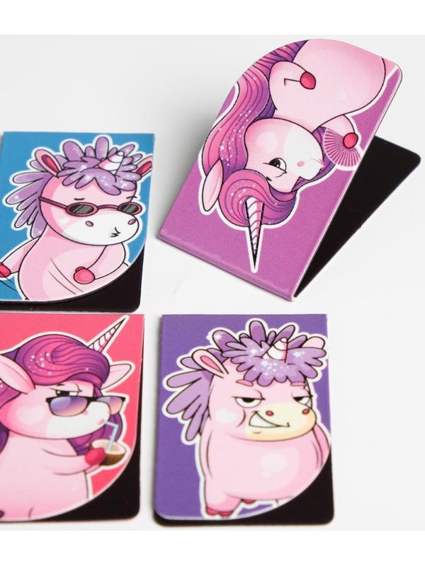 Магнитные закладки Unicorn time на открытке, 4 шт