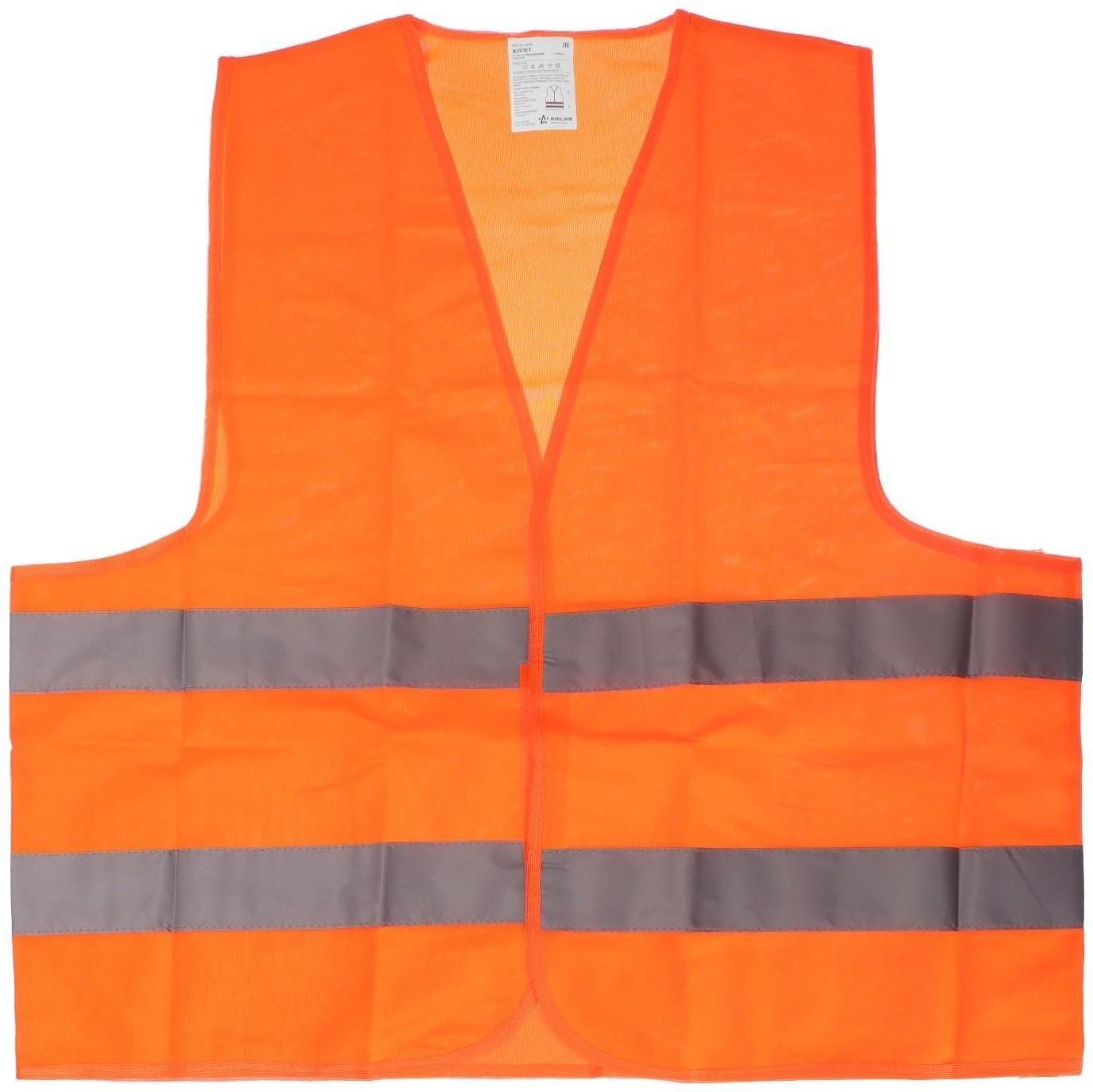 Жилет сигнальный со светоотражающими полосами, взрослый, 65 х 65 см, оранжевый, XL