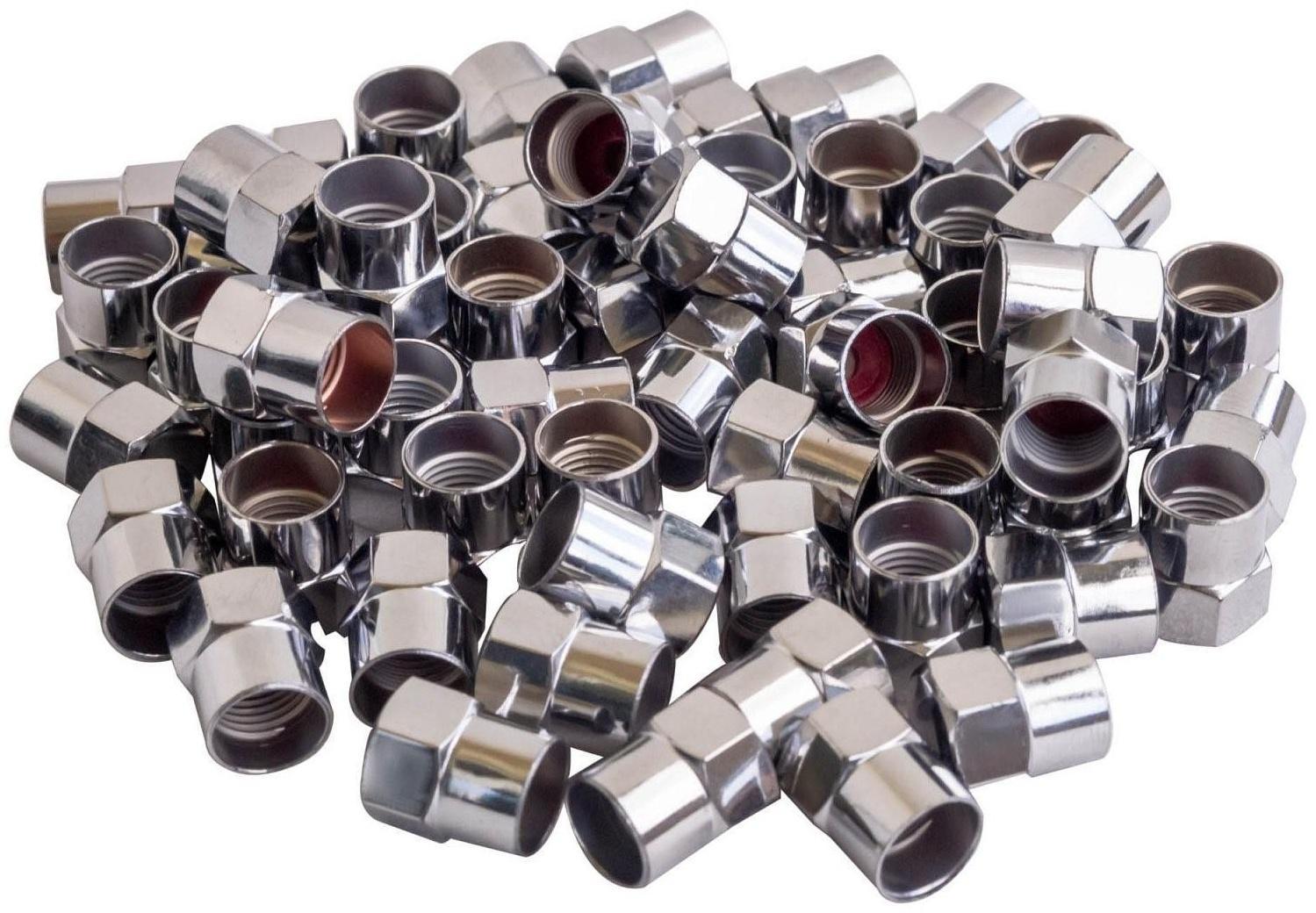 Колпачки Airline, на шинный вентиль, шестигранные, пластик, цвет хром, 60 шт