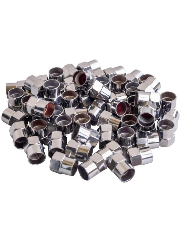 Колпачки Airline, на шинный вентиль, шестигранные, пластик, цвет хром, 60 шт