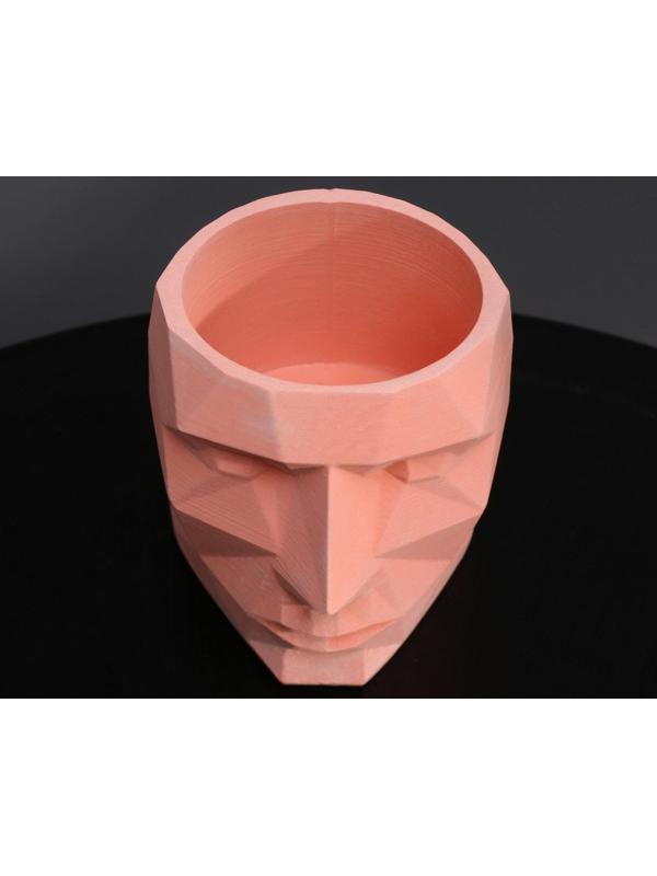 Кашпо полигональное из гипса «Голова», розовое, 7,5 х 9 см, 0,2 л.