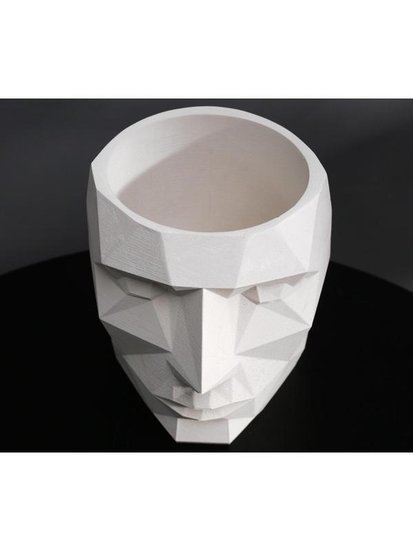 Кашпо полигональное «Голова», цвет белый, 11 × 13 см