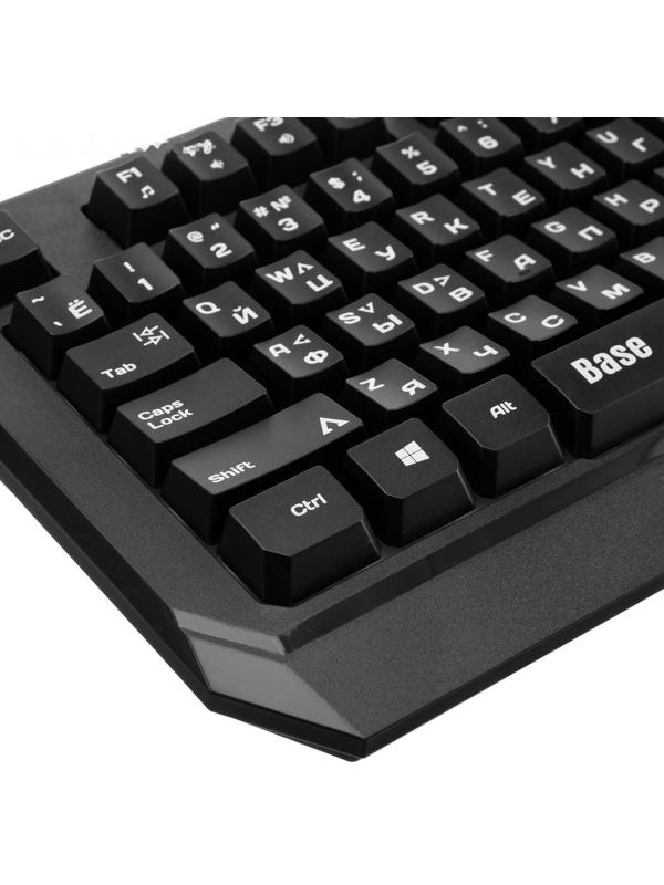 Клавиатура Qumo Base K59, проводная, мембранная, 104 клавиши, USB, подсветка, чёрная