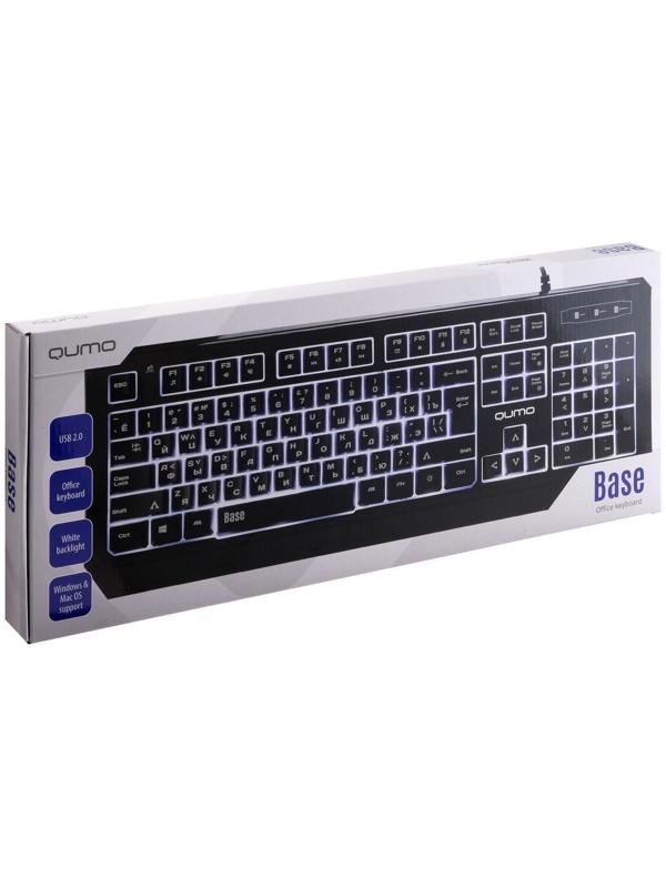 Клавиатура Qumo Base K59, проводная, мембранная, 104 клавиши, USB, подсветка, чёрная