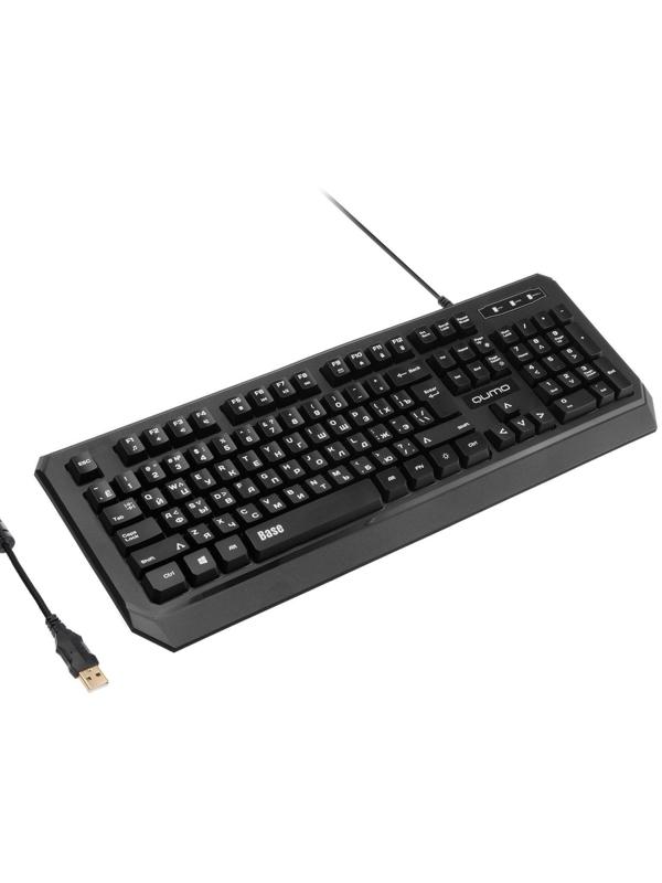 Клавиатура Qumo Base K59, проводная, мембранная, 104 клавиши, USB, подсветка, чёрная