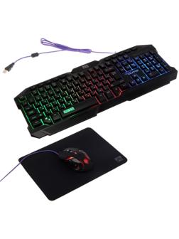 Комплект клавиатура и мышь Qumo Mystic K58/M76, проводная, мембранная, 3200 dpi, USB,чёрный