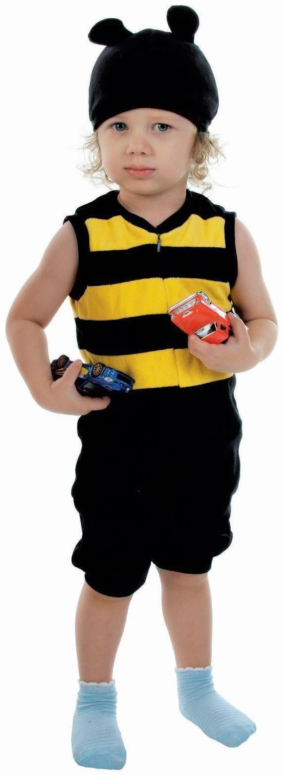 Карнавальный костюм «Шмель», велюр, комбинезон, шапка, 1,5-3 г, рост 98 см