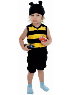 Карнавальный костюм «Шмель», велюр, комбинезон, шапка, 1,5-3 г, рост 98 см