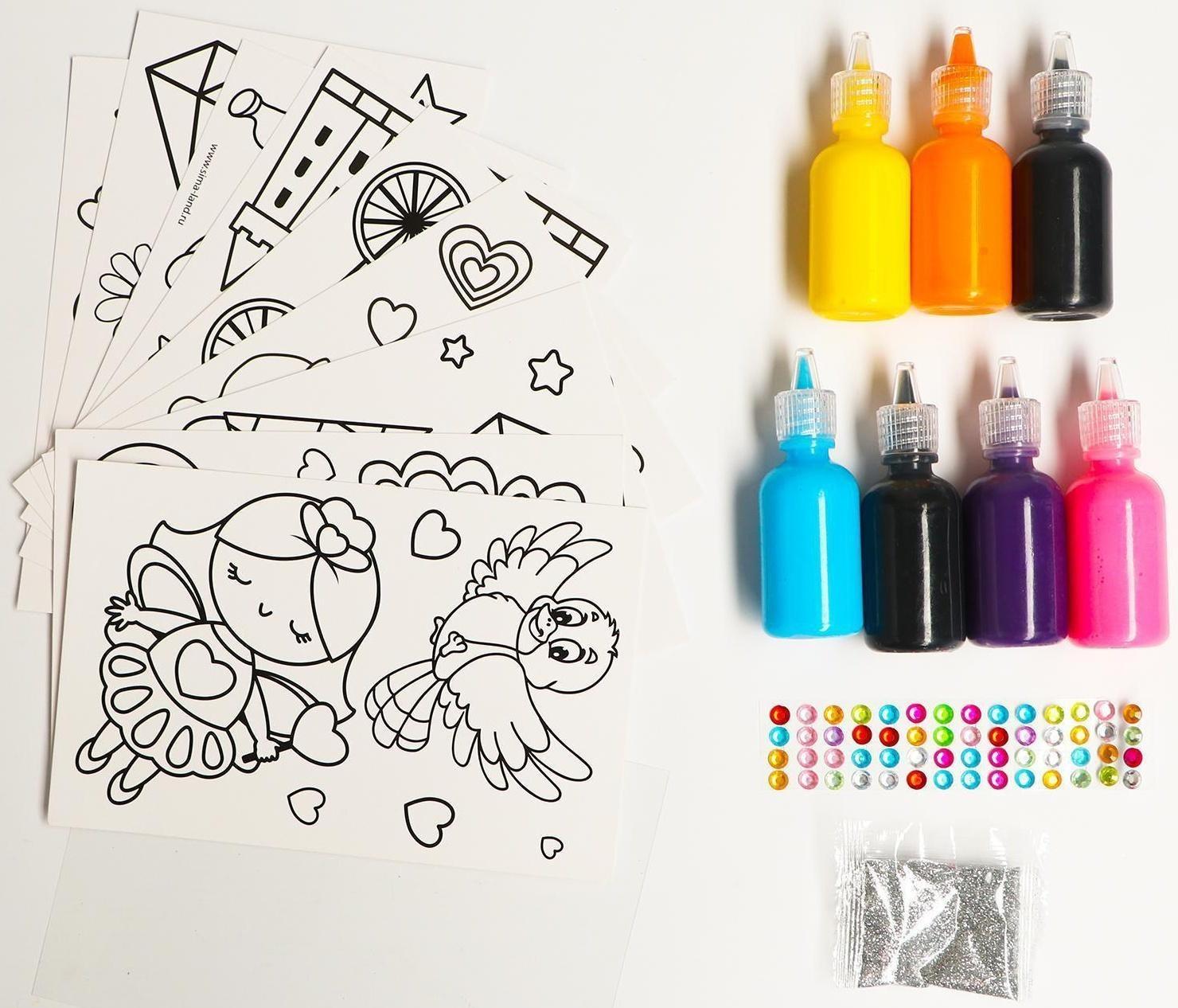 Набор для творчества «Раскрась витражики - милая принцесса», 20 шт в наборе