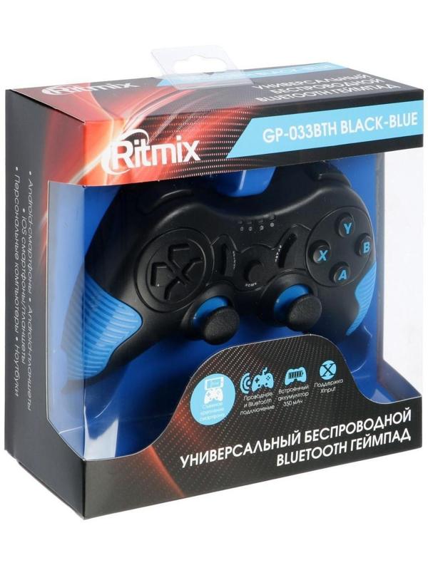 Геймпад Ritmix GP-033BTH, Bluetooth, для PC/iOS/Android, 350 мАч, черно-синий