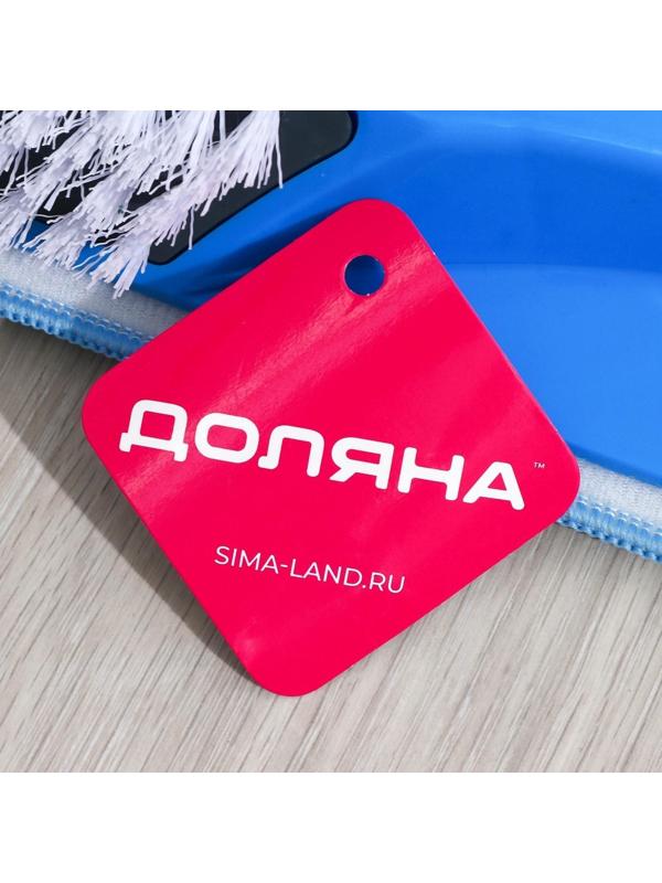 Швабра для мытья пола с распылителем и щёткой Доляна, насадка из микрофибры 42×14 см, стальная ручка 120 см, цвет МИКС