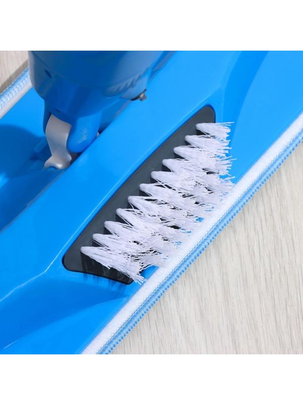 Швабра для мытья пола с распылителем и щёткой Доляна, насадка из микрофибры 42×14 см, стальная ручка 120 см, цвет МИКС