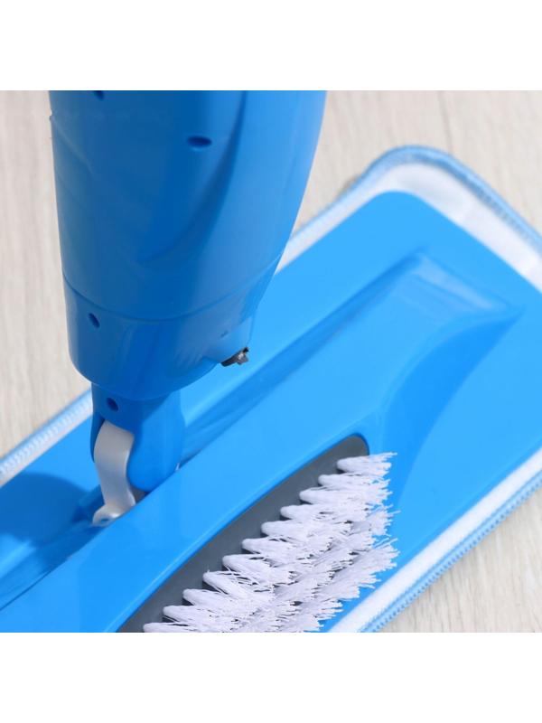 Швабра для мытья пола с распылителем и щёткой Доляна, насадка из микрофибры 42×14 см, стальная ручка 120 см, цвет МИКС