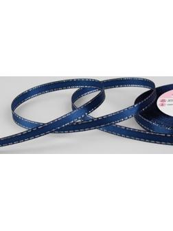 Лента атласная «Серебряные нити», 6 мм × 23 ± 1 м, цвет синий №038