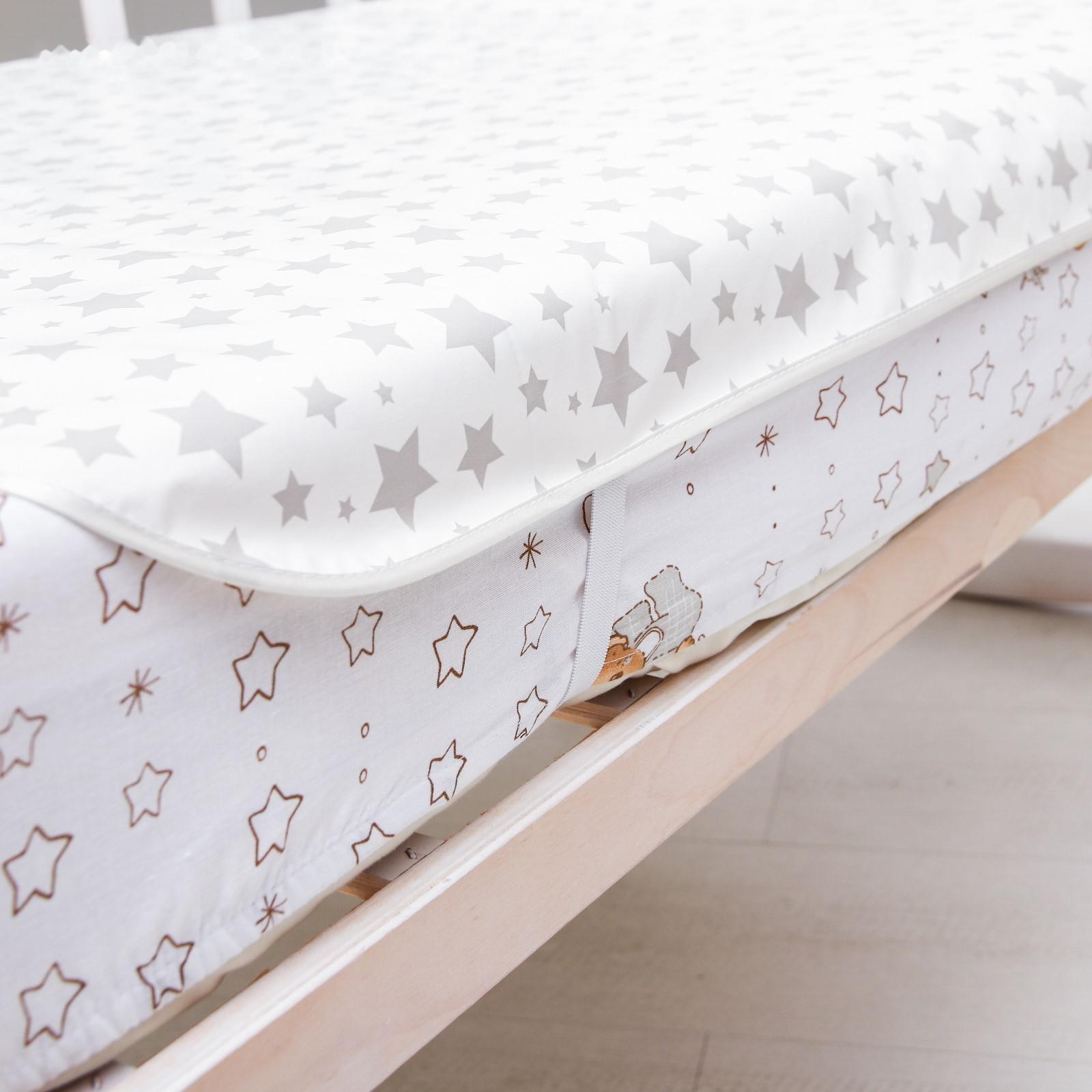 Клеёнка-наматрасник с резинками-держателями, с рисунком «Серые звезды»