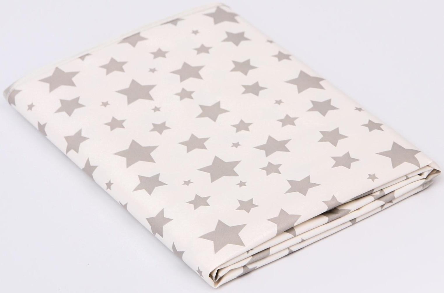 Клеёнка-наматрасник с резинками-держателями, с рисунком «Серые звезды»