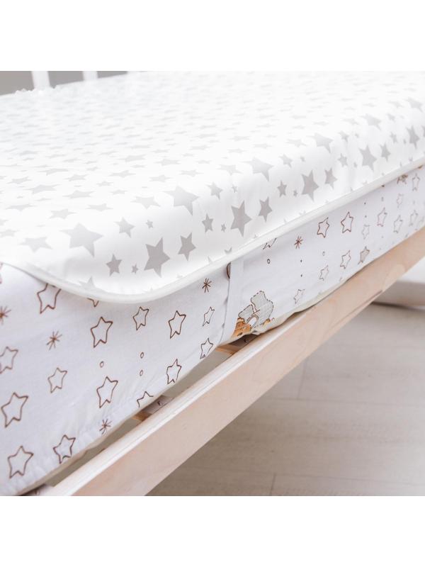 Клеёнка-наматрасник с резинками-держателями, с рисунком «Серые звезды»
