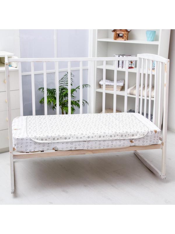 Клеёнка-наматрасник с резинками-держателями, с рисунком «Серые звезды»