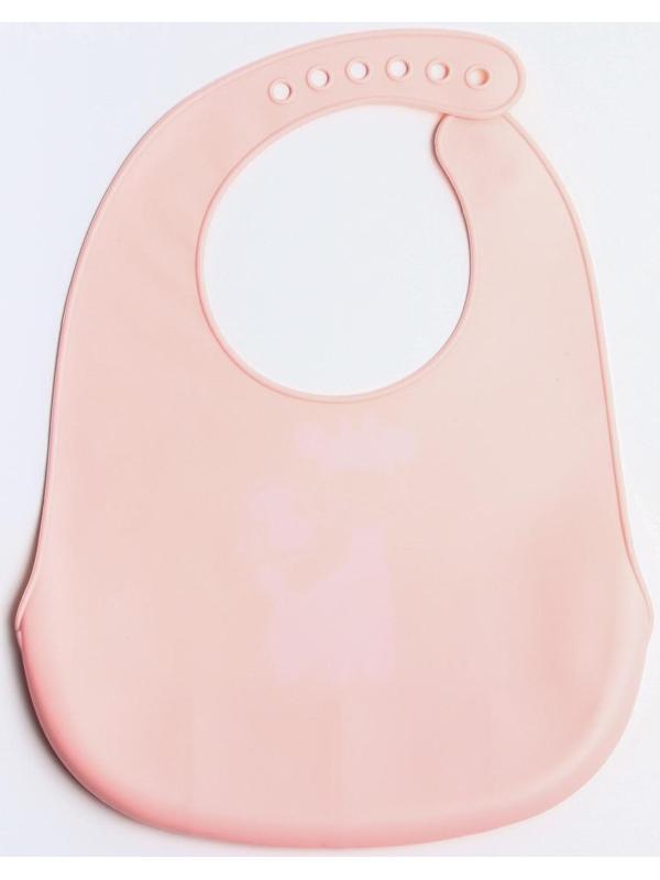 Нагрудник для кормления «Жираф» силиконовый с карманом, цвет розовый