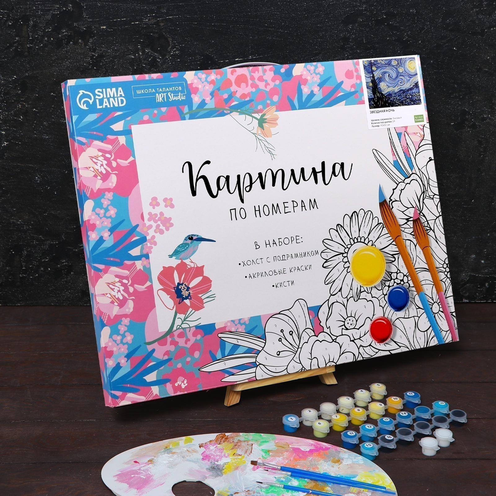 Картина по номерам на холсте с подрамником «Звёздная ночь» Винсент ван Гог 40х50 см