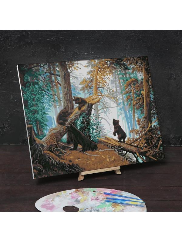 Картина по номерам на холсте с подрамником «Утро в сосновом лесу» И.И.Шишкин,К.А.Савицкий 40х50 см