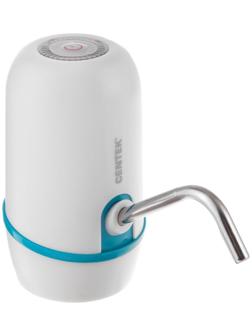 Помпа Centek CT-3002 Blue, электрическая, 8 Вт, 2.2 л/мин, 1200 мАч, от USB, белая, голубая