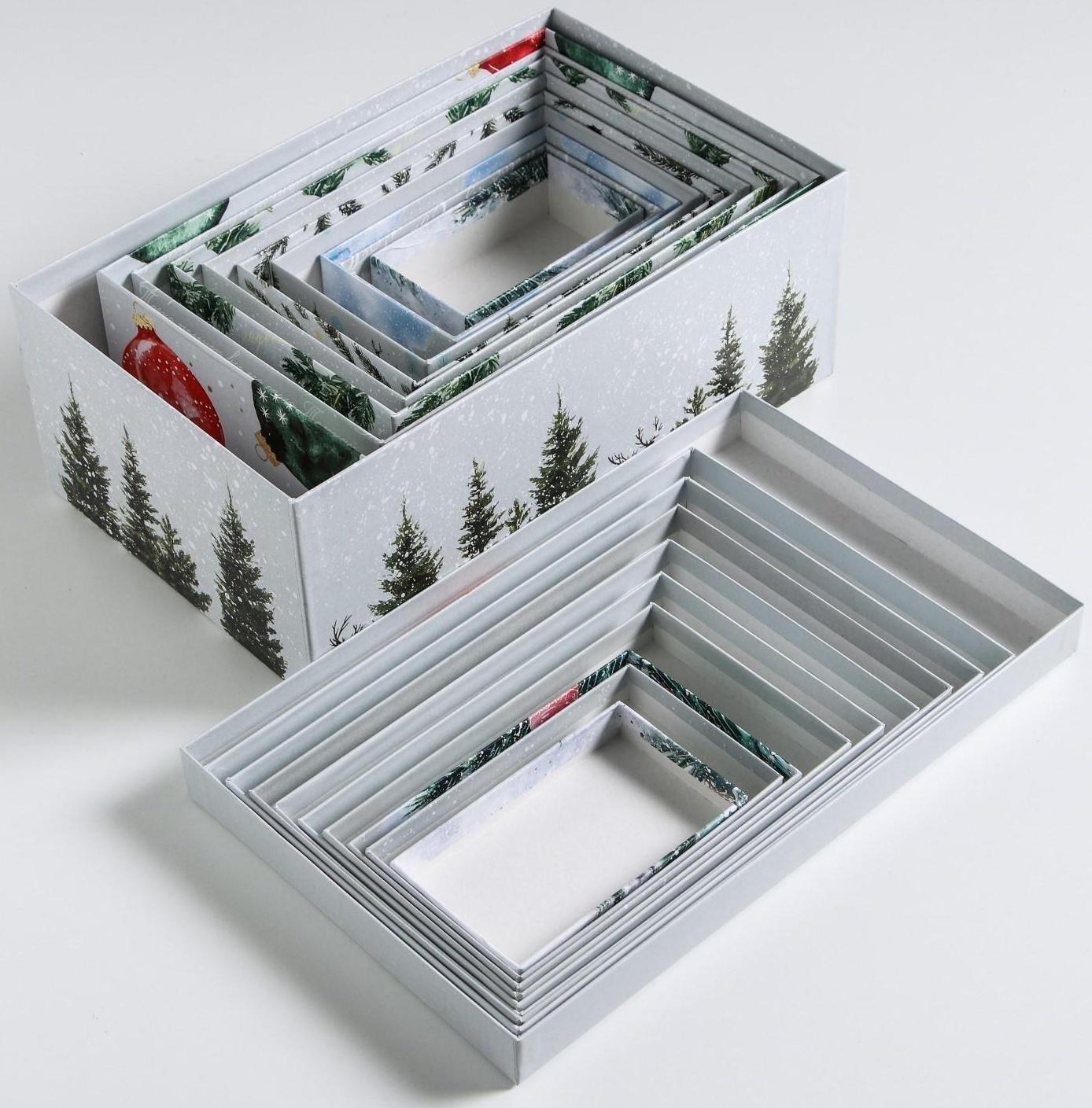 Набор подарочных коробок 10 в 1 «Акварельный», 12 × 7 × 4 - 32.5 × 20 × 12.5 см