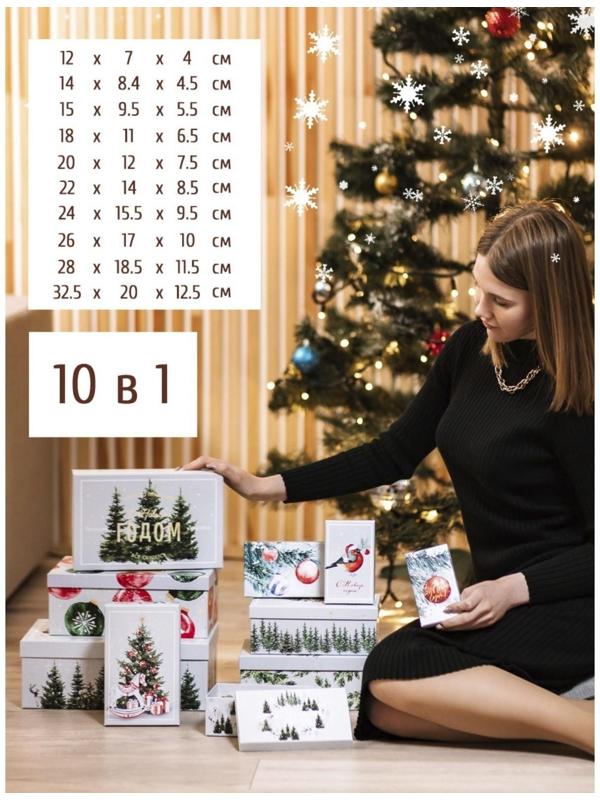 Набор подарочных коробок 10 в 1 «Акварельный», 12 × 7 × 4 - 32.5 × 20 × 12.5 см