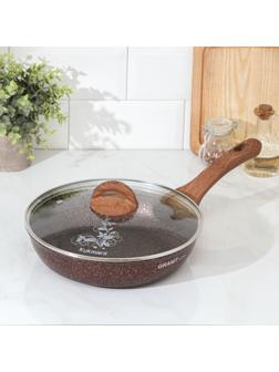 Сковорода Granit ultra red, d=26 см, пластиковая ручка, стеклянная крышка, антипригарное покрытие, цвет коричневый
