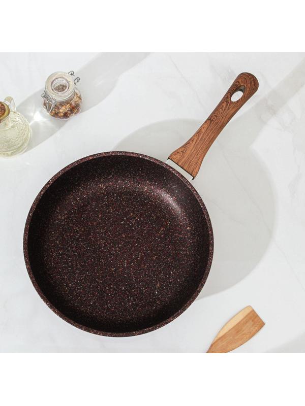 Сковорода Granit ultra red, d=26 см, пластиковая ручка, стеклянная крышка, антипригарное покрытие, цвет коричневый