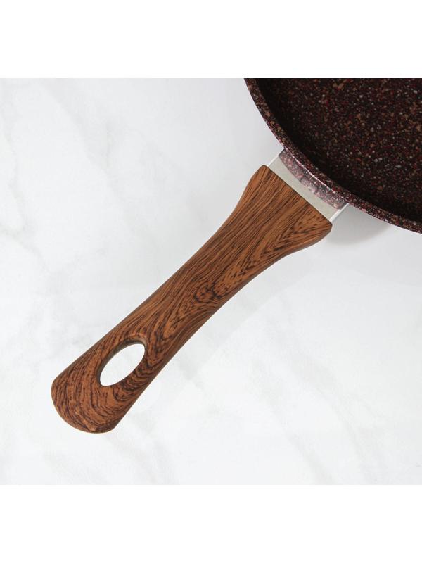 Сковорода Granit ultra red, d=26 см, пластиковая ручка, стеклянная крышка, антипригарное покрытие, цвет коричневый