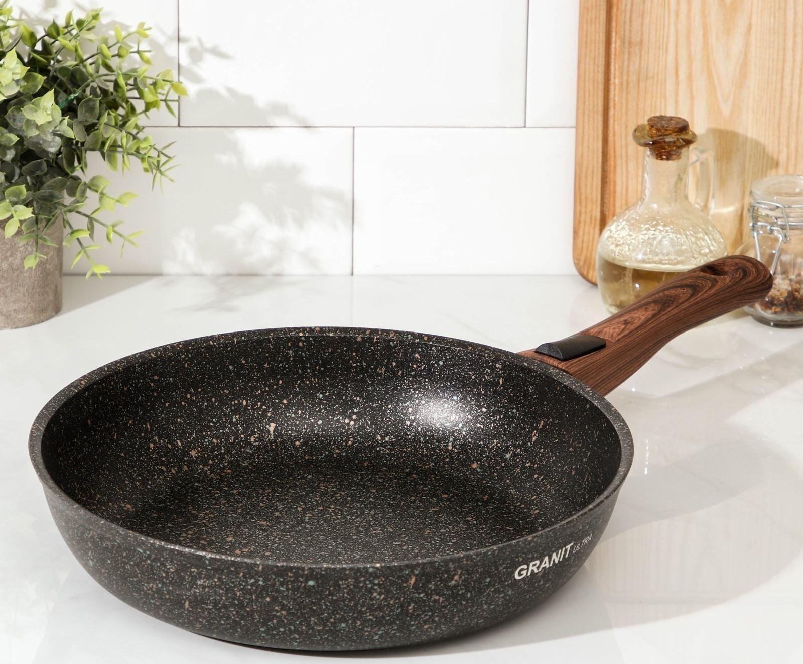 Сковорода Granit ultra original, d=28 см, съёмная ручка, антипригарное покрытие, цвет чёрный
